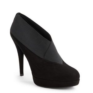 Stuart Weitzman Greatneck Suede Leather Platform Booties Black Size 9.5
